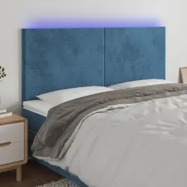 Gultas Galvgalis Ar Led, 180X5X118/128 Cm, Tumši Zils Samts Vidaxl
