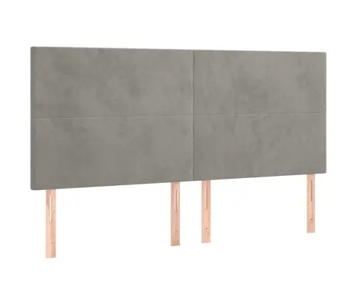 Gultas Galvgalis Ar Led, 200X5X118/128 Cm, Gaiši Pelēks Samts Vidaxl Gultas Galvgalis Ar Led, 200X5X118/128 Cm, Gaiši Pelēks Samts Vidaxl