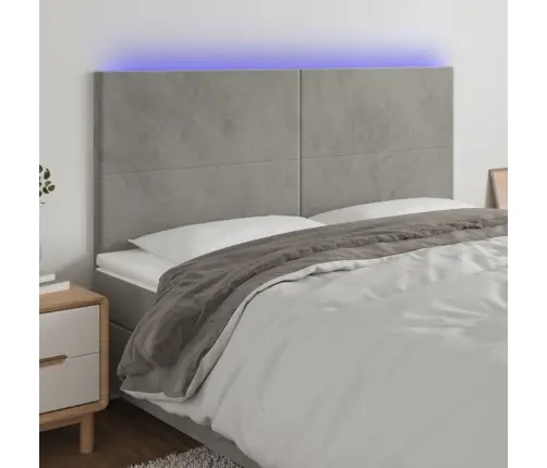Gultas Galvgalis Ar Led, 200X5X118/128 Cm, Gaiši Pelēks Samts Vidaxl Gultas Galvgalis Ar Led, 200X5X118/128 Cm, Gaiši Pelēks Samts Vidaxl