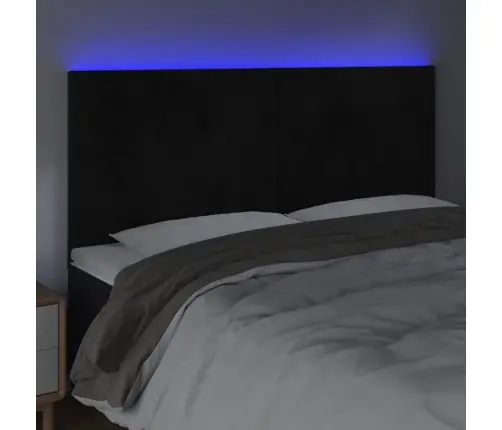 Galvūgalis Su Led, Juodos Spalvos, 200X5X118/128cm Aksomas