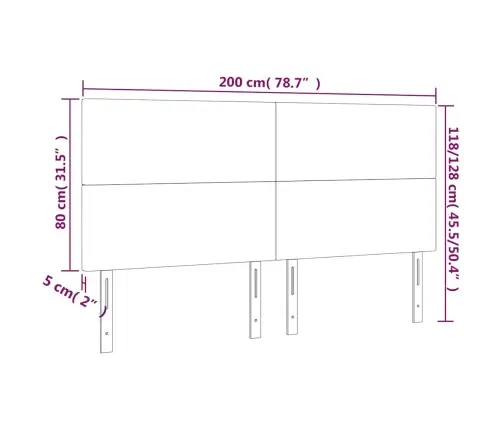 Led-Voodipeats, Tumeroheline, 200X5X118/128 cm Samet