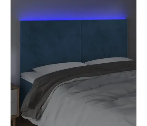 Gultas Galvgalis Ar Led, 200X5X118/128 Cm, Tumši Zils Samts Vidaxl