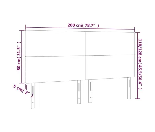 Gultas Galvgalis Ar Led, 200X5X118/128 Cm, Tumši Zils Samts Vidaxl