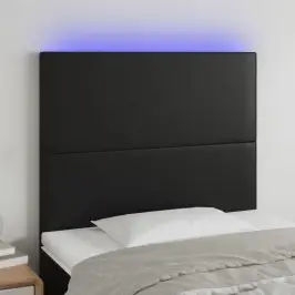 Galvūgalis Su Led, Juodos Spalvos, 80X5X118/128cm Dirbtinė Oda