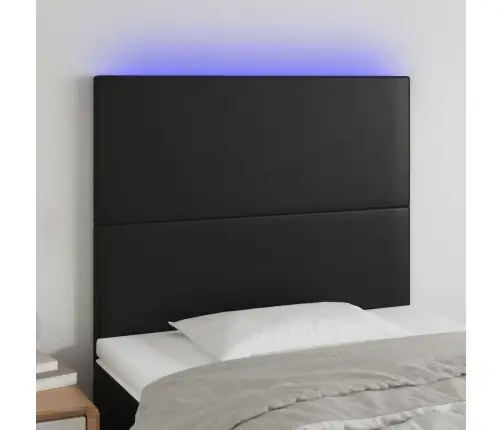 Galvūgalis Su Led, Juodos Spalvos, 80X5X118/128cm Dirbtinė Oda