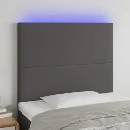 Gultas Galvgalis Ar Led, 80X5X118/128 Cm, Pelēka Mākslīgā Āda Vidaxl