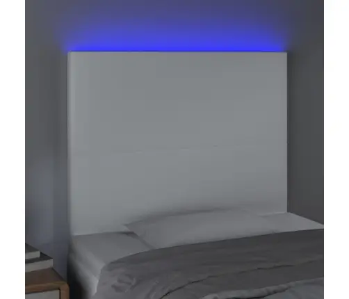 Gultas Galvgalis Ar Led, 90X5X118/128 Cm, Balta Mākslīgā Āda Vidaxl