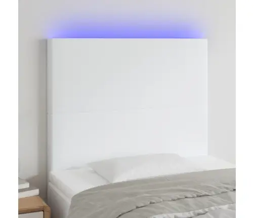 Gultas Galvgalis Ar Led, 90X5X118/128 Cm, Balta Mākslīgā Āda Vidaxl