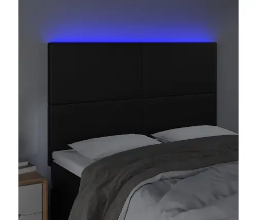 Gultas Galvgalis Ar Led, 144X5X118/128 Cm, Melns Mākslīgā Āda Vidaxl