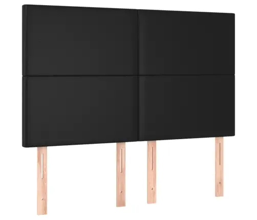 Gultas Galvgalis Ar Led, 144X5X118/128 Cm, Melns Mākslīgā Āda Vidaxl