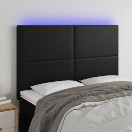 Gultas Galvgalis Ar Led, 144X5X118/128 Cm, Melns Mākslīgā Āda Vidaxl