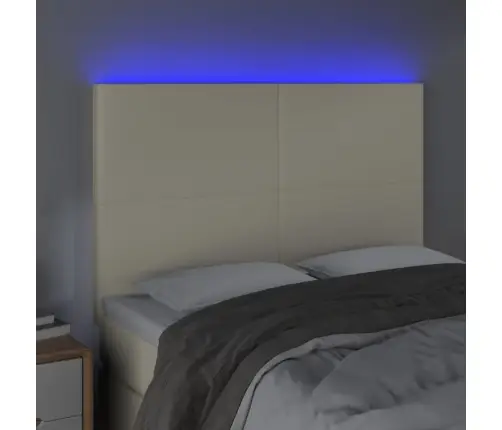 Gultas Galvgalis Ar Led, 144X5X118/128 Cm, Krēmkrāsas Vidaxl