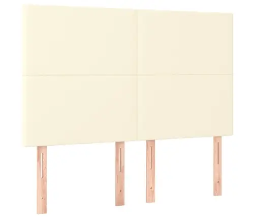 Gultas Galvgalis Ar Led, 144X5X118/128 Cm, Krēmkrāsas Vidaxl