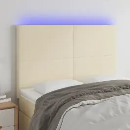 Gultas Galvgalis Ar Led, 144X5X118/128 Cm, Krēmkrāsas Vidaxl