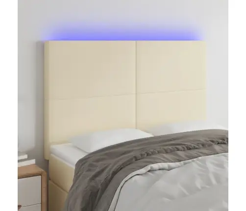 Gultas Galvgalis Ar Led, 144X5X118/128 Cm, Krēmkrāsas Vidaxl