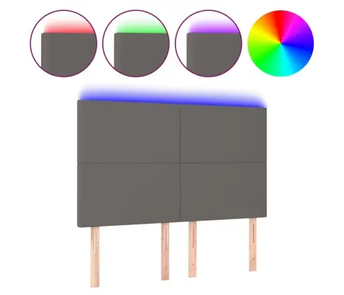 Led-Voodipeats, Hall, 144X5X118/128 cm Kunstnahk