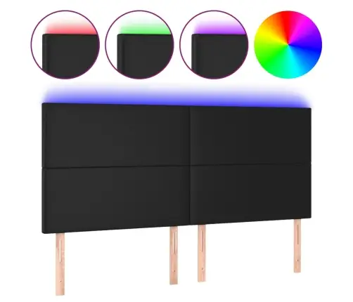 Galvūgalis Su Led, Juodos Spalvos, 160X5X118/128Cm Dirbtinė Oda