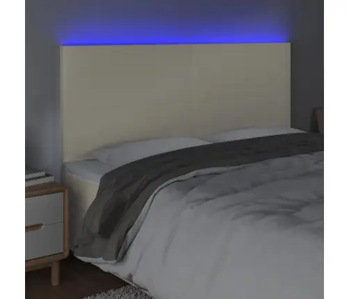 Gultas Galvgalis Ar Led, 160X5X118/128 Cm, Krēmkrāsas Vidaxl