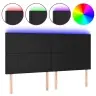 Gultas Galvgalis Ar Led, 180X5X118/128 Cm, Melns Mākslīgā Āda Vidaxl