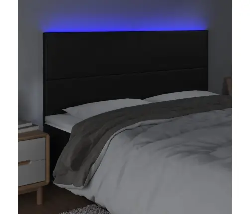 Gultas Galvgalis Ar Led, 180X5X118/128 Cm, Melns Mākslīgā Āda Vidaxl