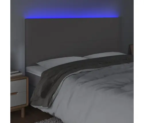 Gultas Galvgalis Ar Led, 180X5X118/128 Cm, Pelēks Mākslīgā Āda Vidaxl