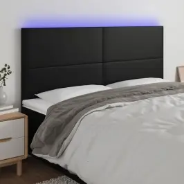 Gultas Galvgalis Ar Led, 200X5X118/128 Cm, Melns Mākslīgā Āda Vidaxl