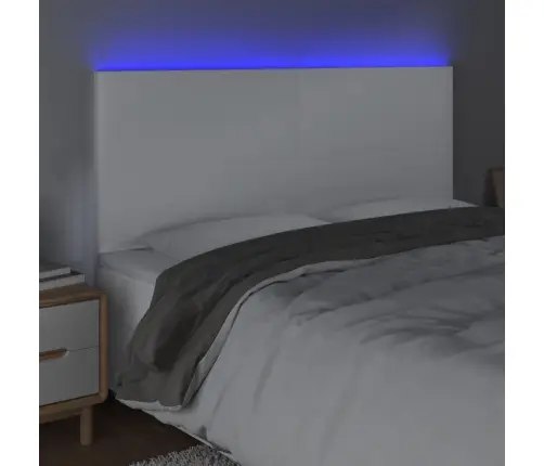 Gultas Galvgalis Ar Led, 200X5X118/128 Cm, Balta Mākslīgā Āda Vidaxl