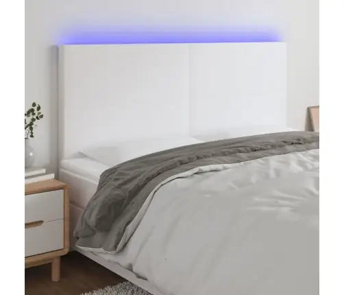 Gultas Galvgalis Ar Led, 200X5X118/128 Cm, Balta Mākslīgā Āda Vidaxl