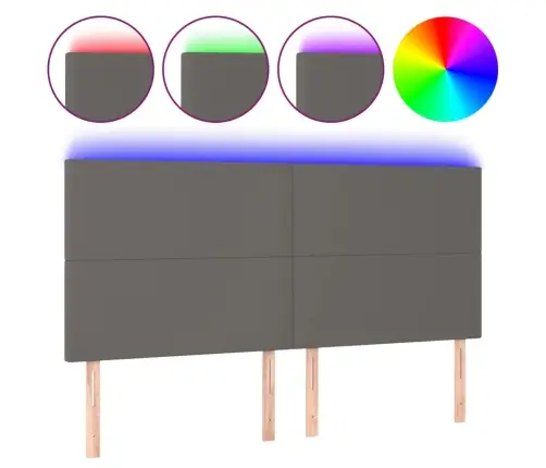 Galvūgalis Su Led, Pilkas, 200X5X118/128cm Dirbtinė Oda