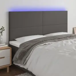Gultas Galvgalis Ar Led, 200X5X118/128 Cm, Pelēks Mākslīgā Āda Vidaxl