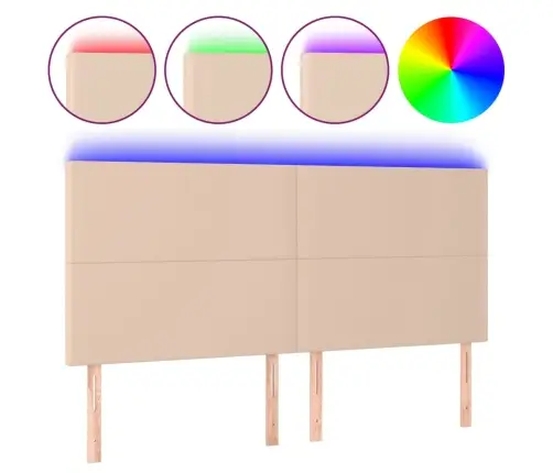 Gultas Galvgalis Ar Led, 200X5X118/128Cm, Kapučīno Mākslīgā Āda Vidaxl