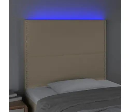 Gultas Galvgalis Ar Led, 100X5X118/128 Cm, Krēmkrāsas Audums Vidaxl