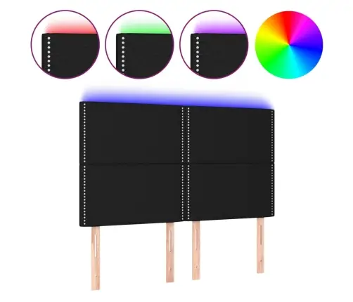 Gultas Galvgalis Ar Led, 144X5X118/128 Cm, Melns Audums Vidaxl