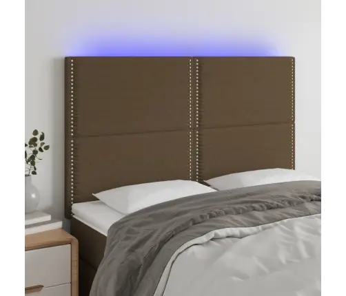 Gultas Galvgalis Ar Led, 144X5X118/128 Cm, Tumši Brūns Audums Vidaxl