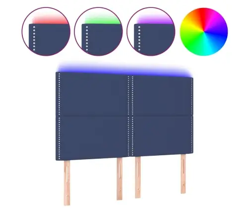 Gultas Galvgalis Ar Led, 144X5X118/128 Cm, Zils Audums Vidaxl