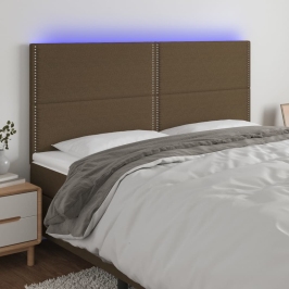 Gultas Galvgalis Ar Led, 160X5X118/128 Cm, Tumši Brūns Audums Vidaxl