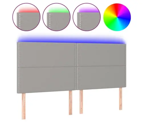 Gultas Galvgalis Ar Led, 180X5X118/128 Cm, Gaiši Pelēks Audums Vidaxl