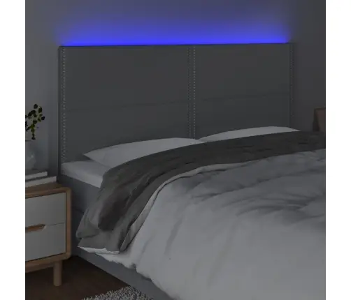 Gultas Galvgalis Ar Led, 180X5X118/128 Cm, Gaiši Pelēks Audums Vidaxl