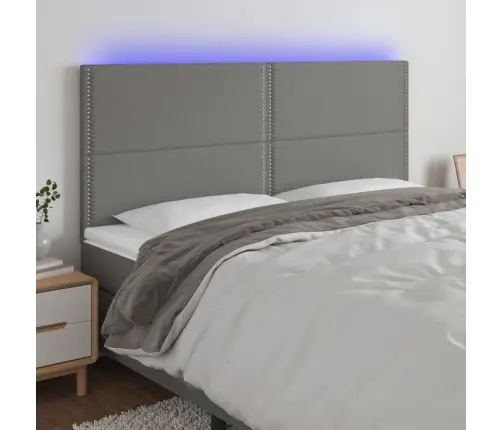 Gultas Galvgalis Ar Led, 180X5X118/128 Cm, Tumši Pelēks Audums Vidaxl