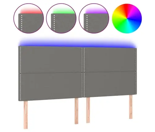 Gultas Galvgalis Ar Led, 200X5X118/128 Cm, Tumši Pelēks Audums Vidaxl