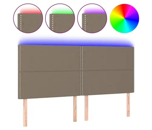 Galvūgalis Su Led, Taupe Spalvos, 200X5X118/128cm Audinys