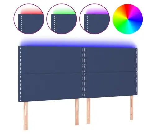 Gultas Galvgalis Ar Led, 200X5X118/128 Cm, Zils Audums Vidaxl