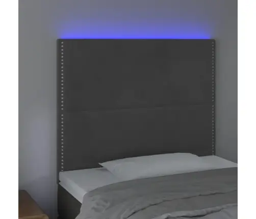 Gultas Galvgalis Ar Led, 83X16X118/128 Cm, Tumši Pelēks Samts Vidaxl Gultas Galvgalis Ar Led, 83X16X118/128 Cm, Tumši Pelēks Samts Vidaxl