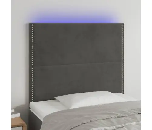 Gultas Galvgalis Ar Led, 83X16X118/128 Cm, Tumši Pelēks Samts Vidaxl Gultas Galvgalis Ar Led, 83X16X118/128 Cm, Tumši Pelēks Samts Vidaxl