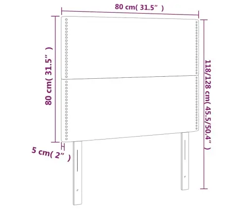 Gultas Galvgalis Ar Led, 80X5X118/128 Cm, Tumši Zils Samts  Vidaxl