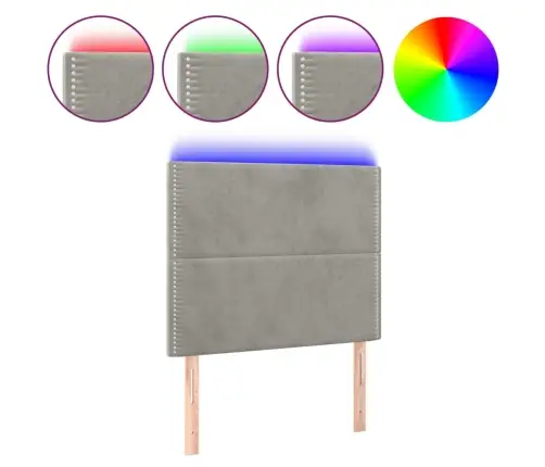 Gultas Galvgalis Ar Led, 90X5X118/128 Cm, Gaiši Pelēks Samts Vidaxl