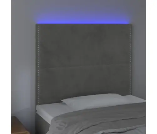 Gultas Galvgalis Ar Led, 90X5X118/128 Cm, Gaiši Pelēks Samts Vidaxl