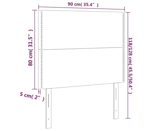 Gultas Galvgalis Ar Led, 90X5X118/128 Cm, Gaiši Pelēks Samts Vidaxl