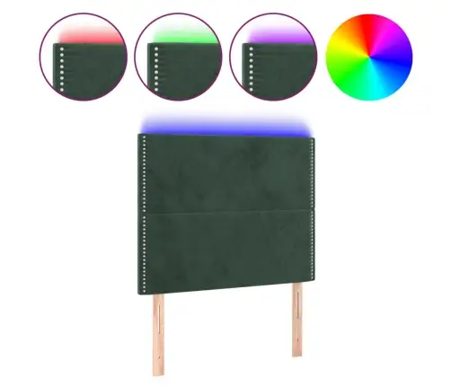 Gultas Galvgalis Ar Led, 90X5X118/128 Cm, Tumši Zaļš Samts Vidaxl