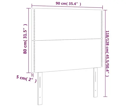 Led-Voodipeats, Tumesinine, 90X5X118/128 cm Samet